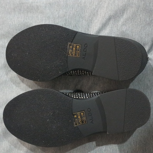 Aldo Black and Silver Studded Loafers - Picture 5 of 6